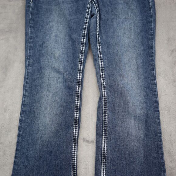 Casual Pants Womens 2 Blue Denim Flat Front Flare Stretch Pockets Jeans Bottoms - Picture 11 of 14